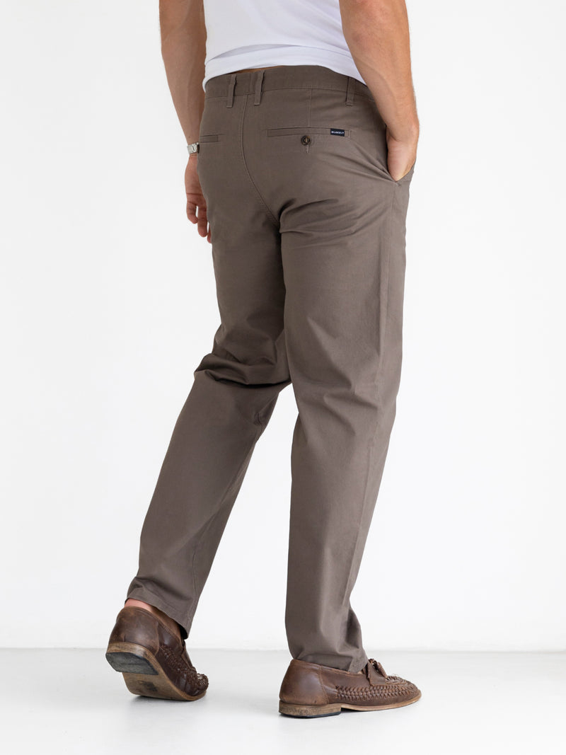 Wide Leg Stretch Chinos - Braun