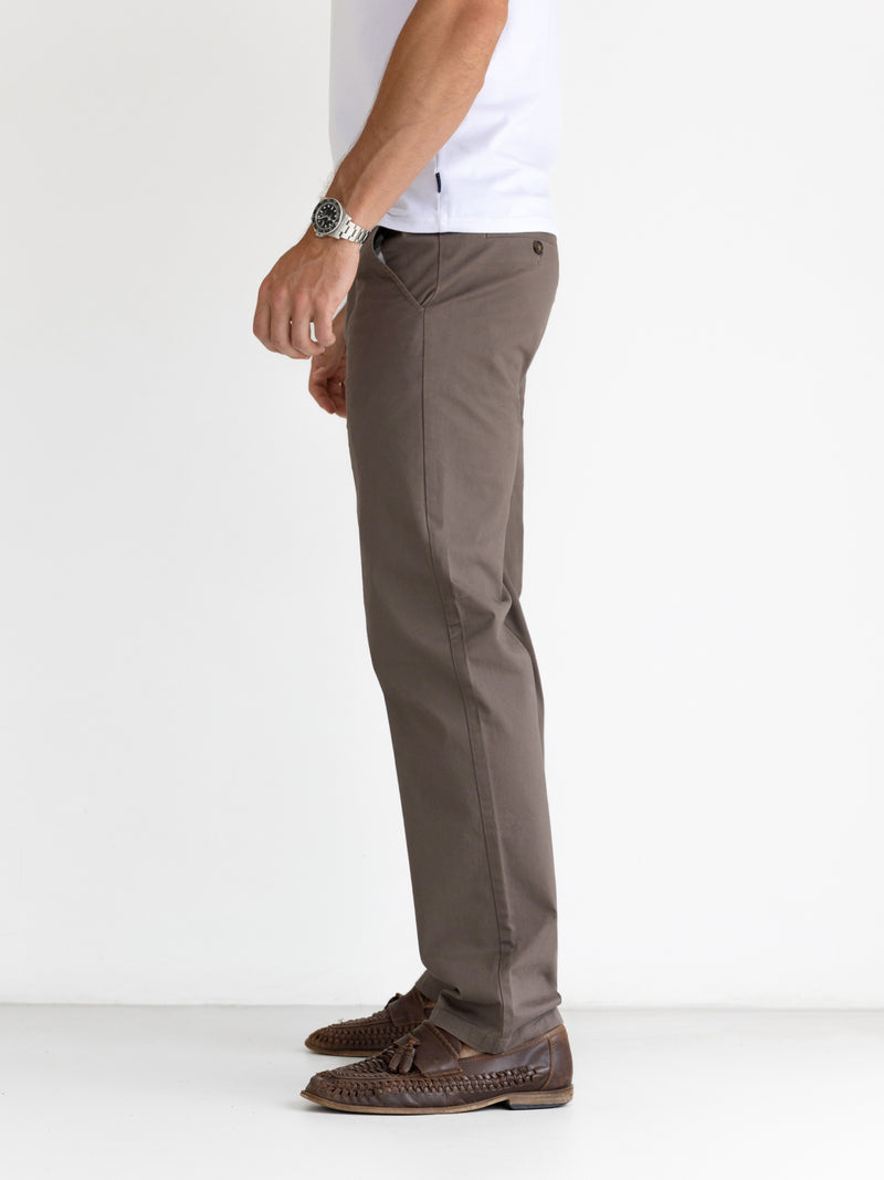 Wide Leg Stretch Chinos - Braun