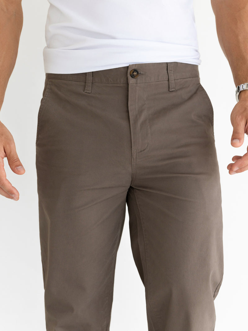 Wide Leg Stretch Chinos - Braun