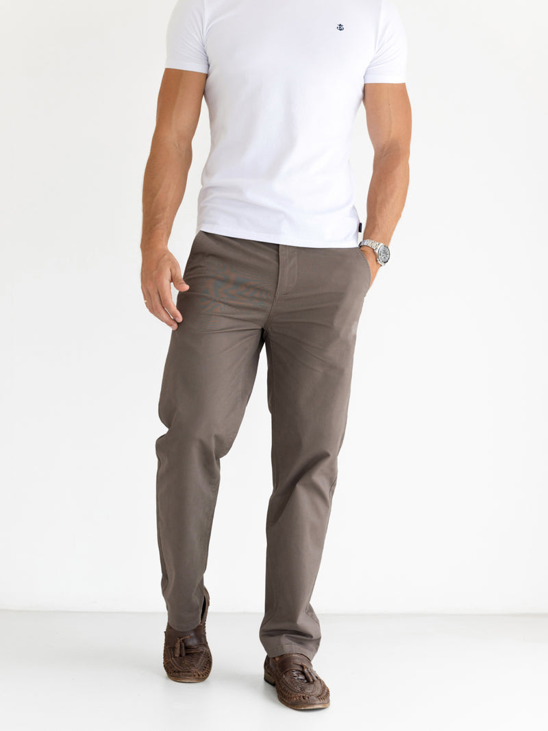 Wide Leg Stretch Chinos - Braun