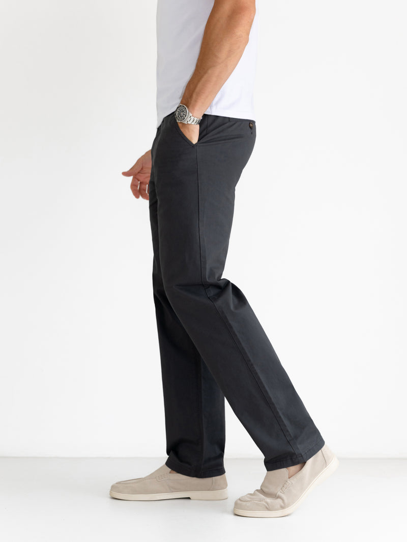 Wide Leg Stretch Chinos - Graphit