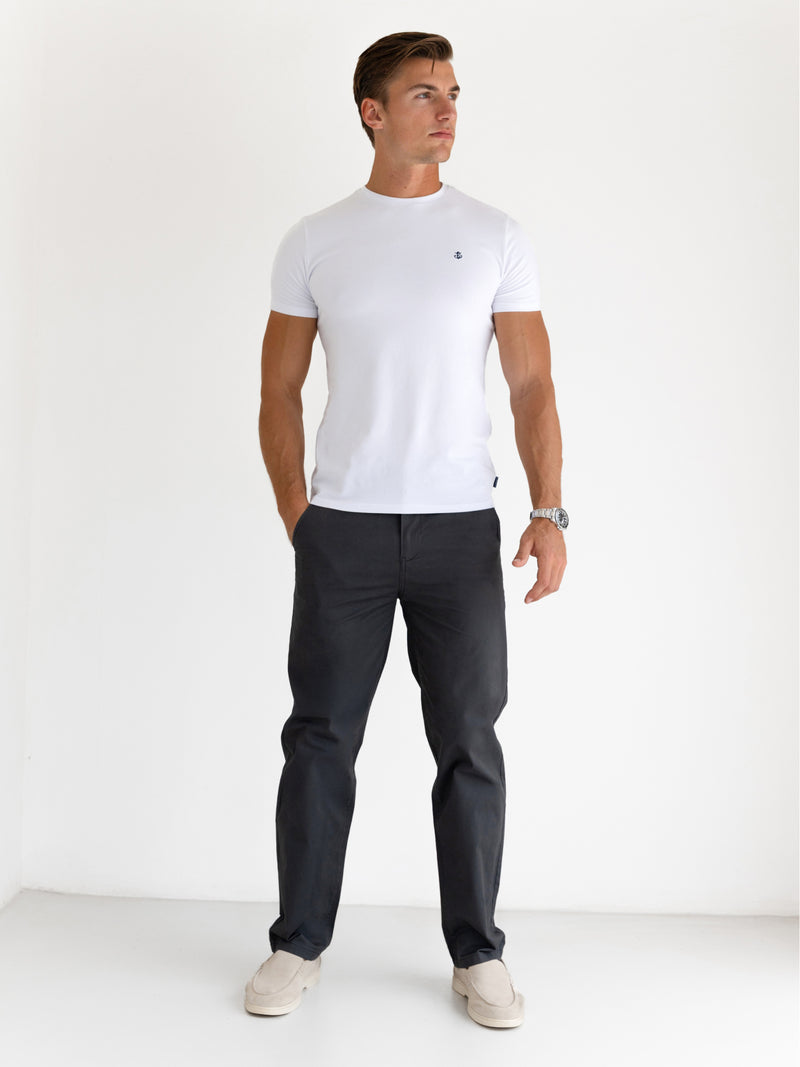 Wide Leg Stretch Chinos - Graphit