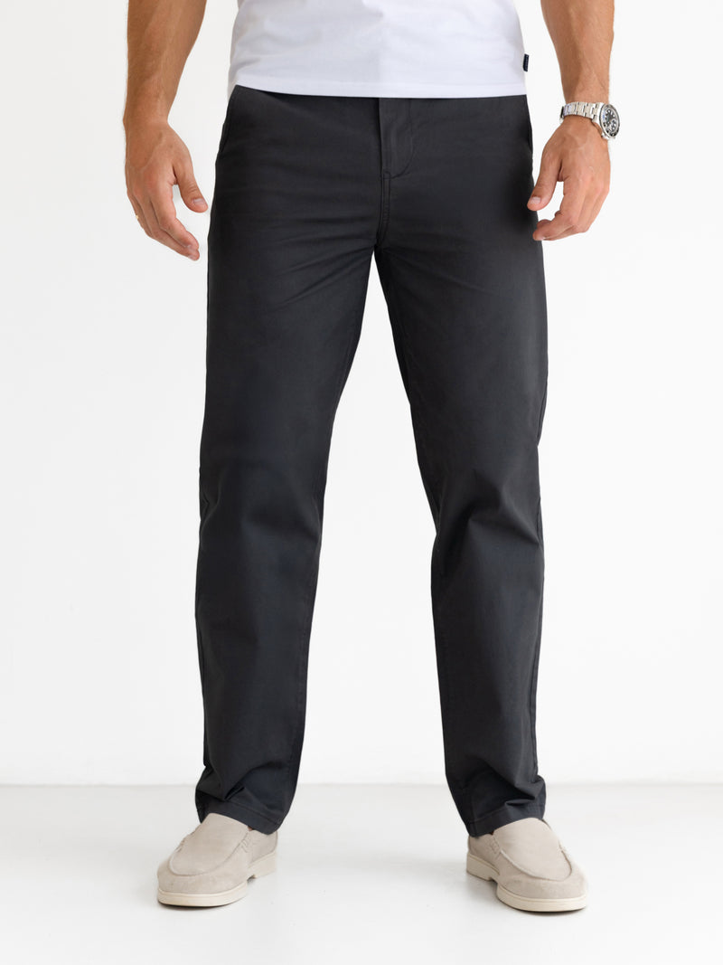 Wide Leg Stretch Chinos - Graphit