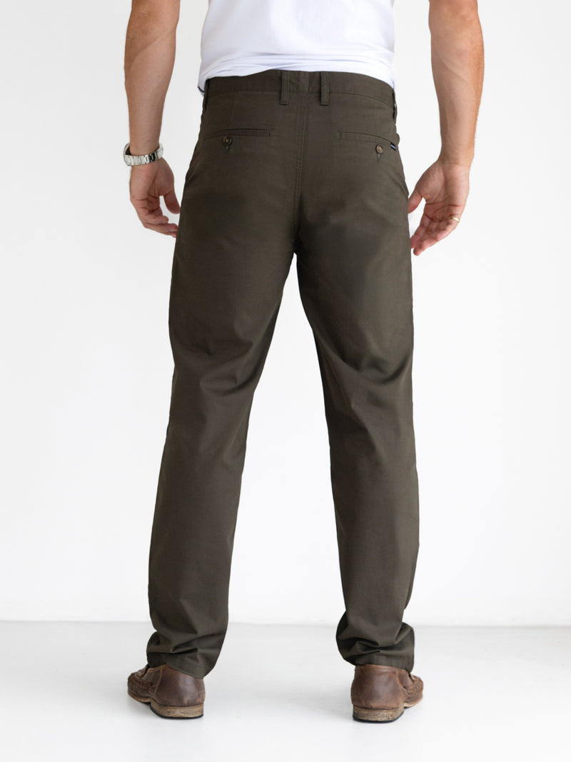 Wide Leg Stretch Chinos - Kaki