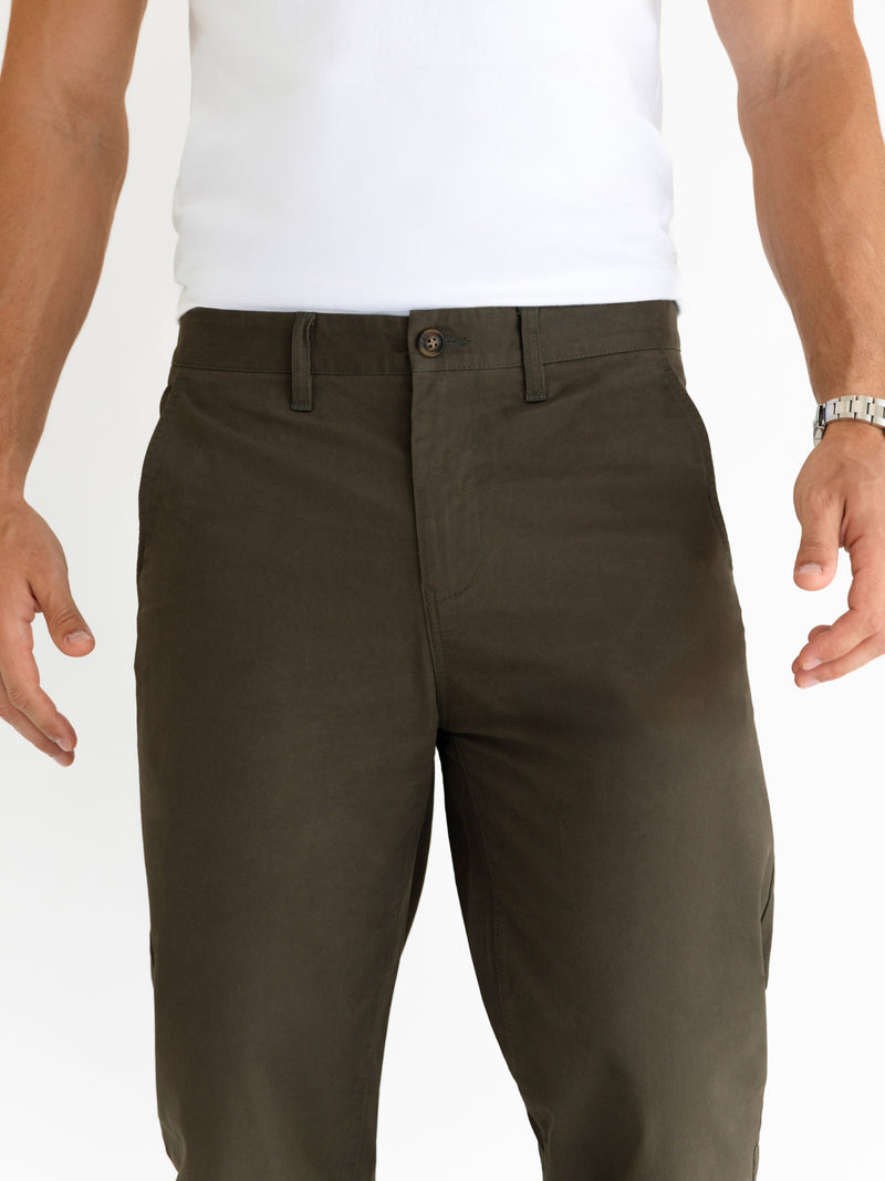Wide Leg Stretch Chinos - Kaki