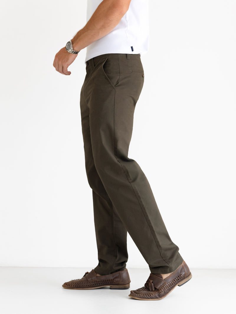 Wide Leg Stretch Chinos - Kaki