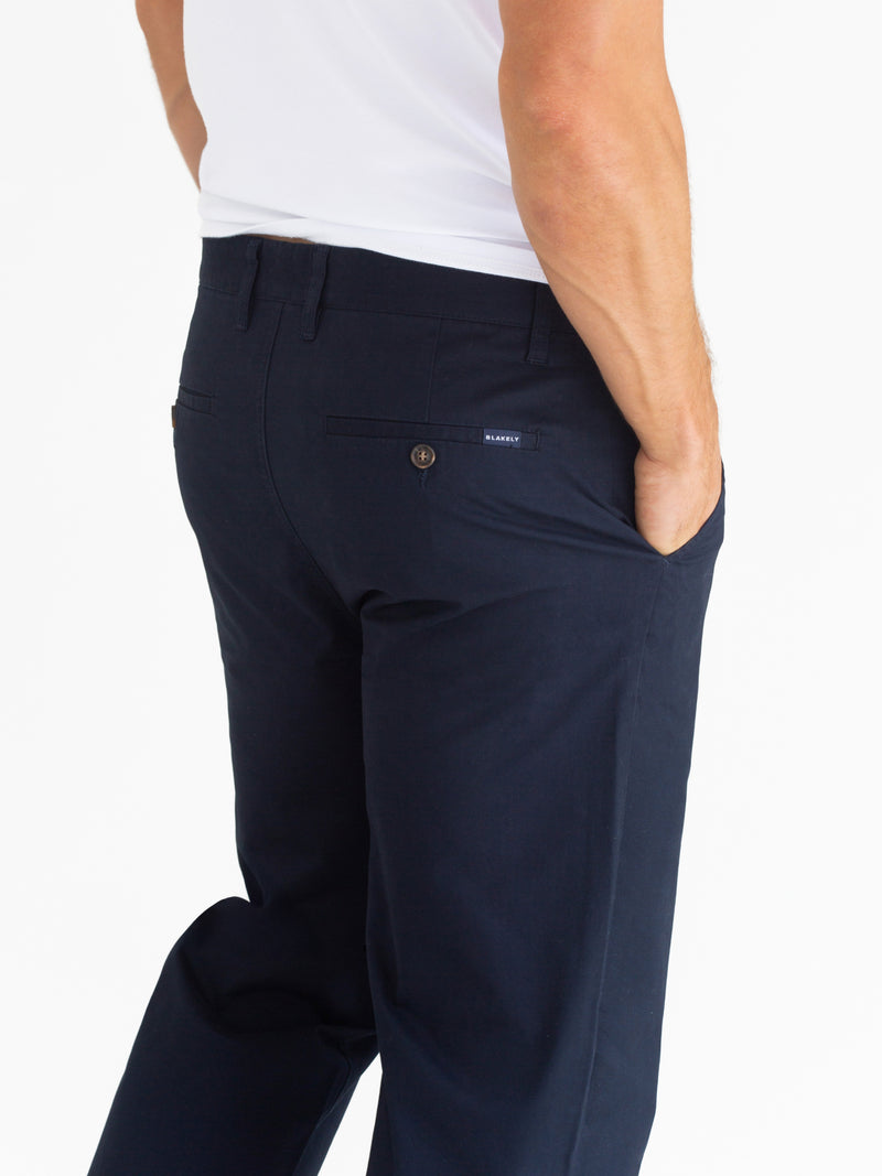 Wide Leg Stretch Chinos - Marine