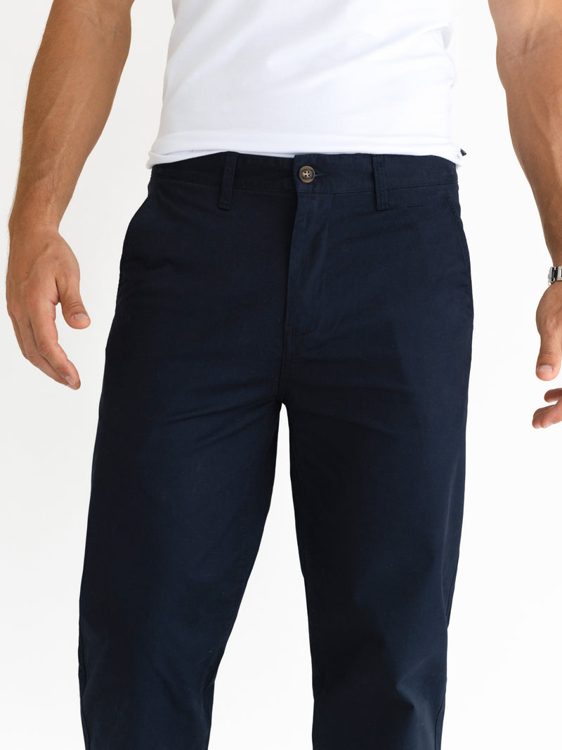 Wide Leg Stretch Chinos - Marine