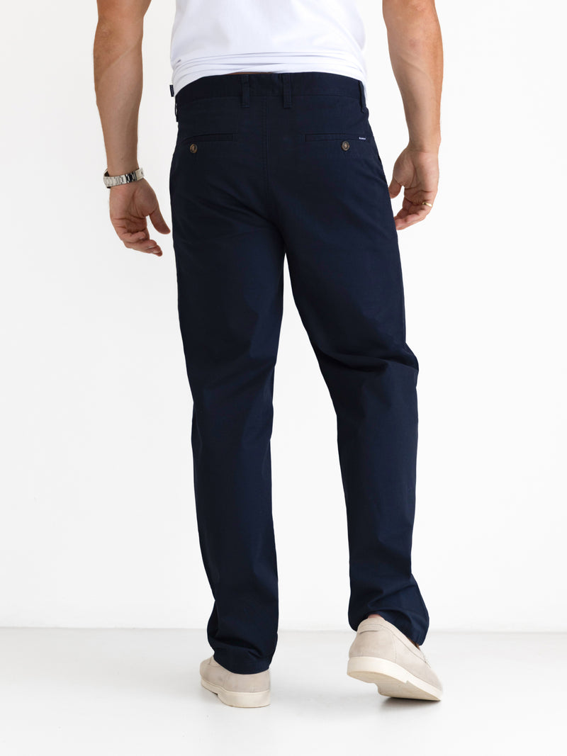 Wide Leg Stretch Chinos - Marine