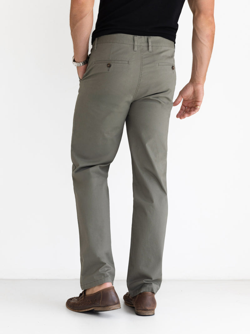 Wide Leg Stretch Chinos - Safarigrün