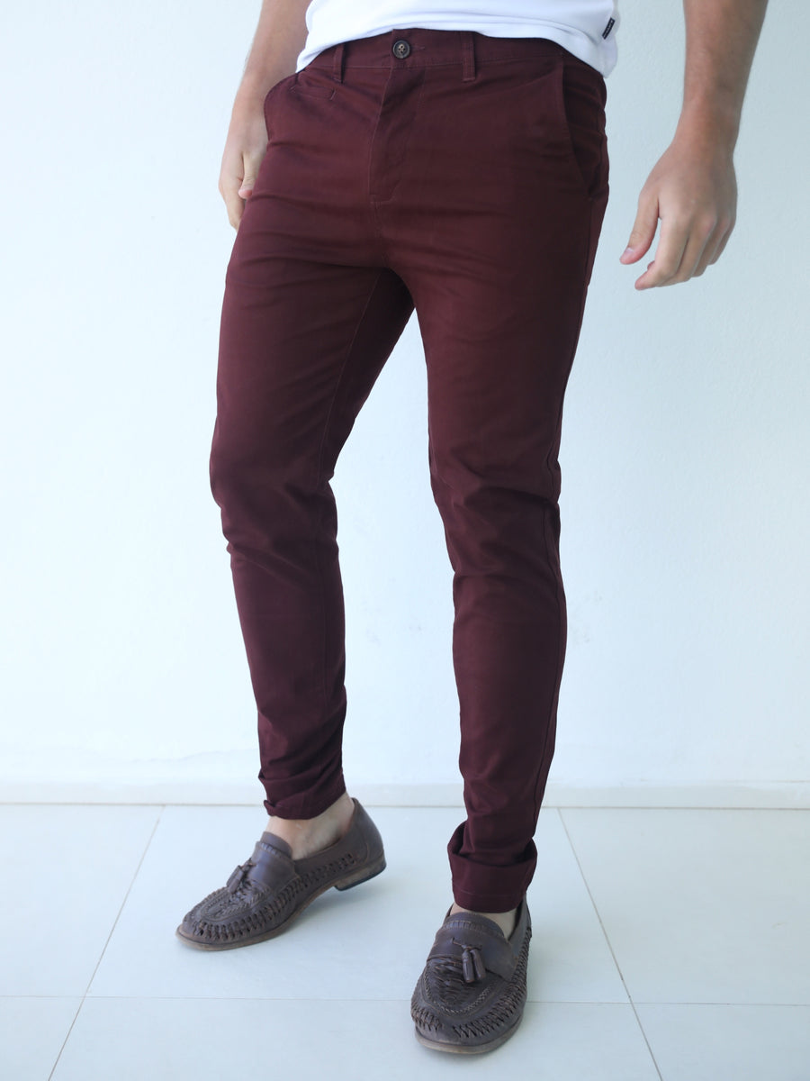 Stretch Chinos - Burgundy