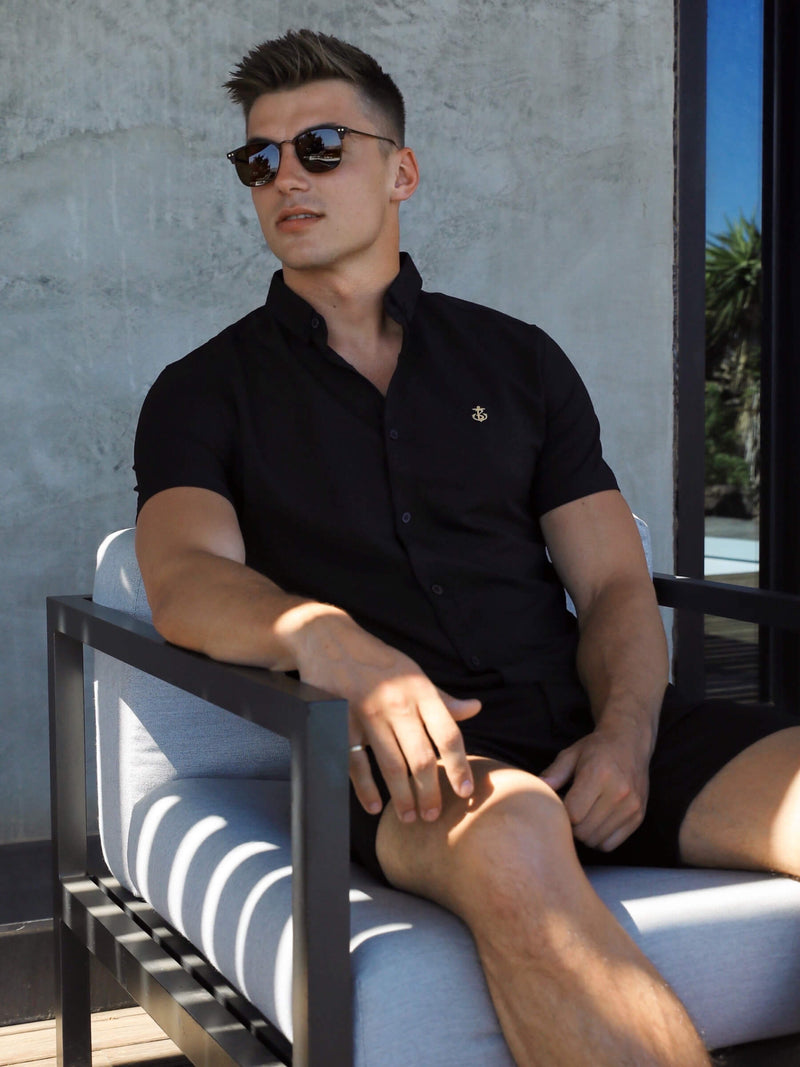 Farringdon Short Sleeve Shirt - Zwart