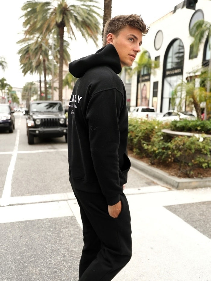 Sports Club Relaxed Hoodie - Black