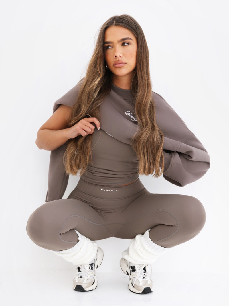 Off Duty Cropped Jumper - Ash Brown