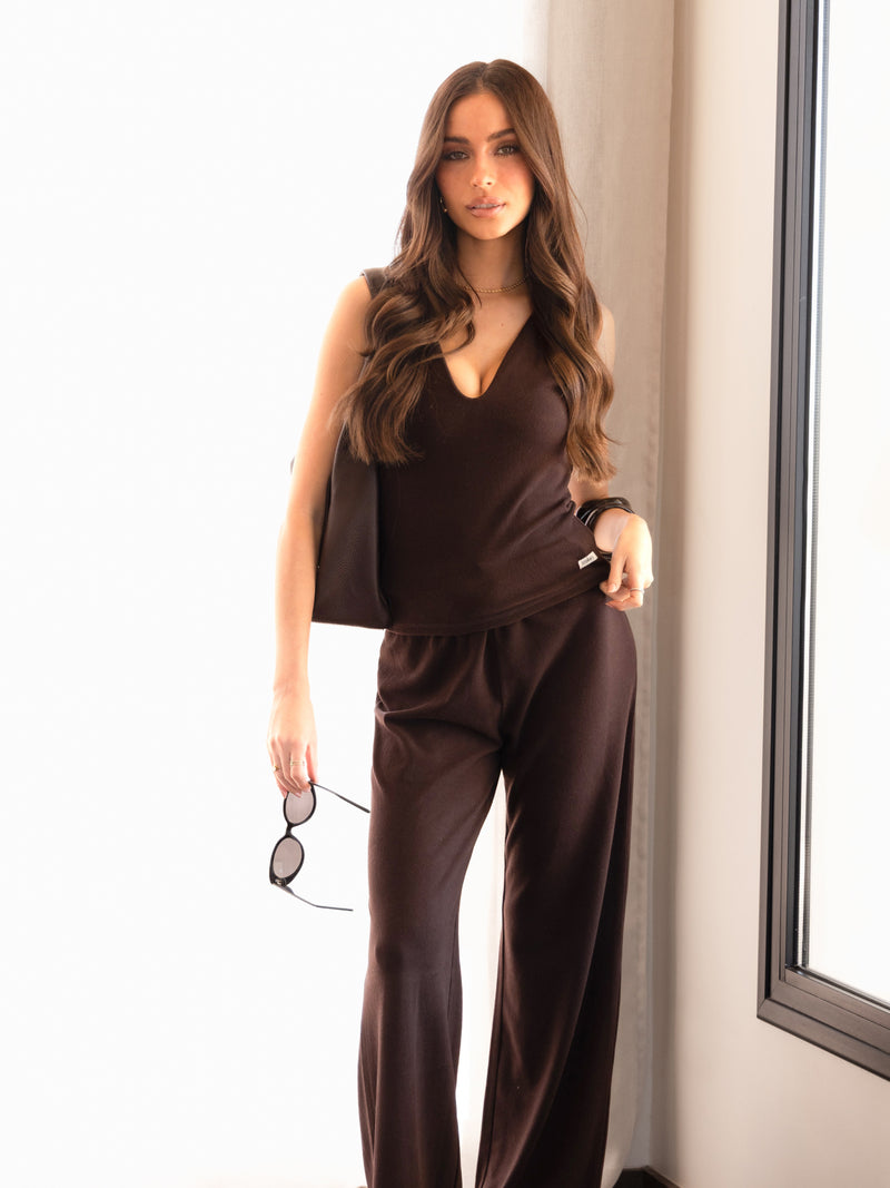 Nellie Vest Top - Dunkelbraun