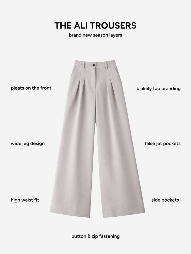 Ali Pleated Trousers - Pebble