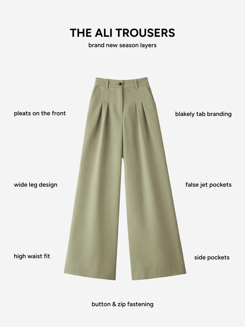 Ali Pleated Trousers - Warme olijf