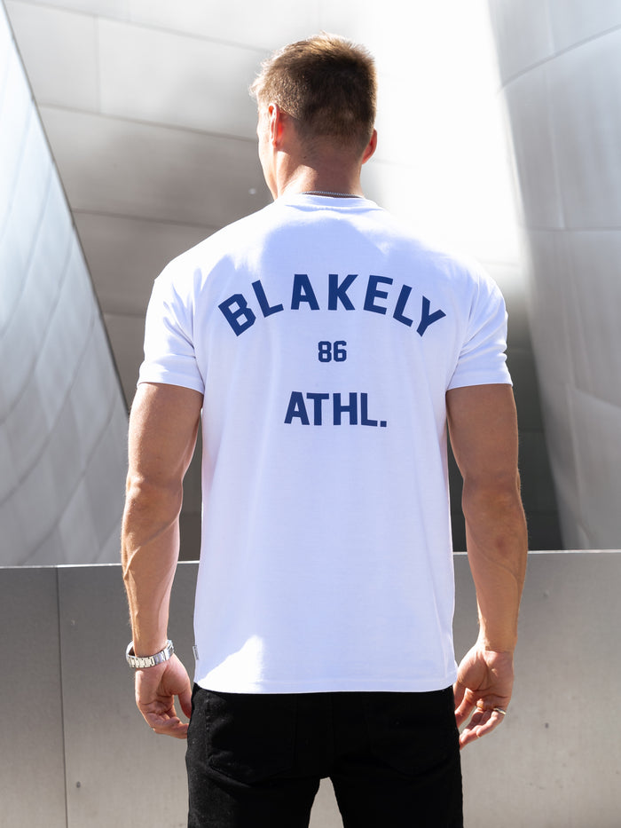 Niko Relaxed T-Shirt - White & Cobalt Blue