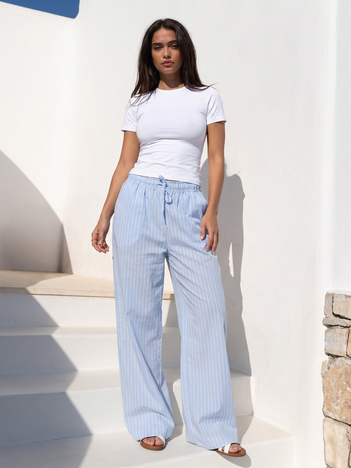 Elodie Stripe Trousers - Blue