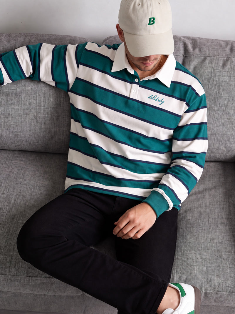 Stanley Stripe Rugby Shirt - Grüne Mischung
