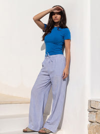 Elodie Stripe Trousers - Marine