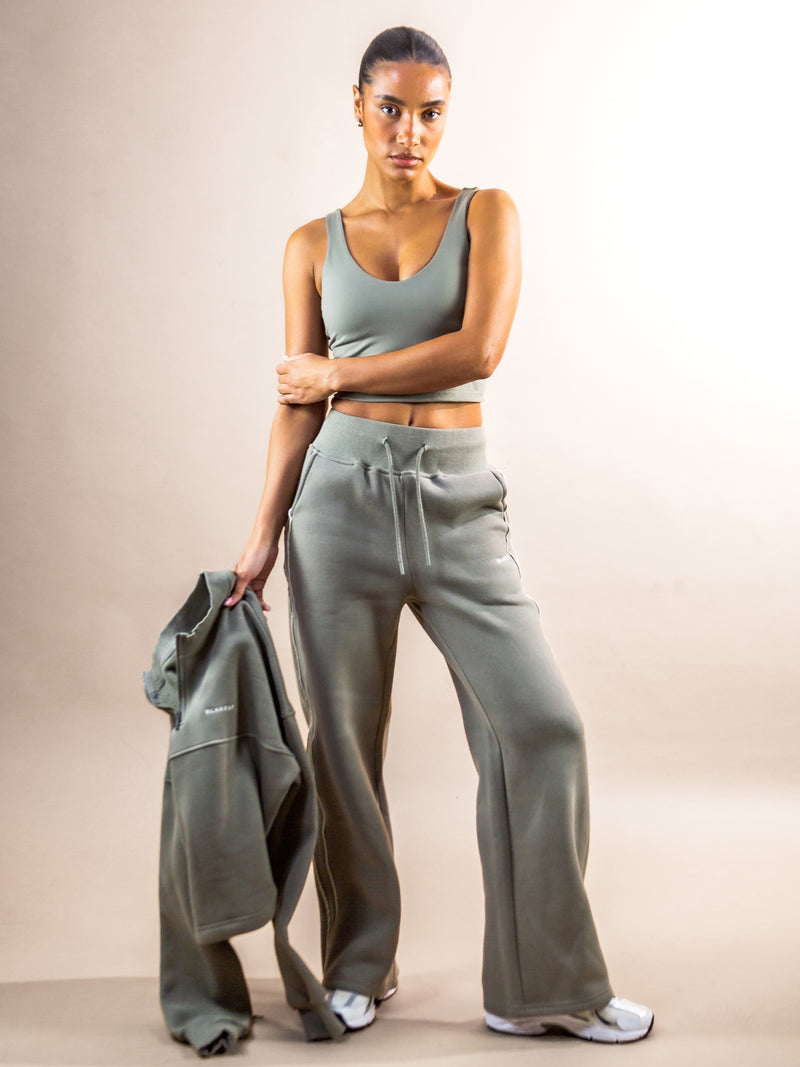 Apex Wide Leg Sweatpants - Safarigrün