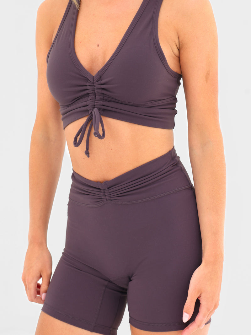 Ultimate Ruched Sports Bra - Midnight Plum