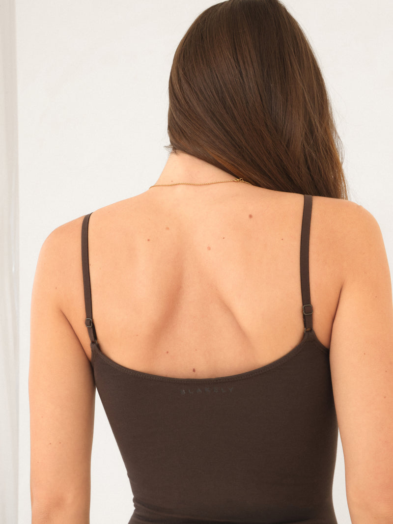 Blakely Basic Built-In-Bra Bodysuit - Cocoa Brown