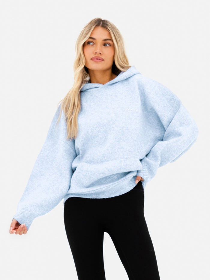 Oversized Knitted Hoodie - Bleu bébé