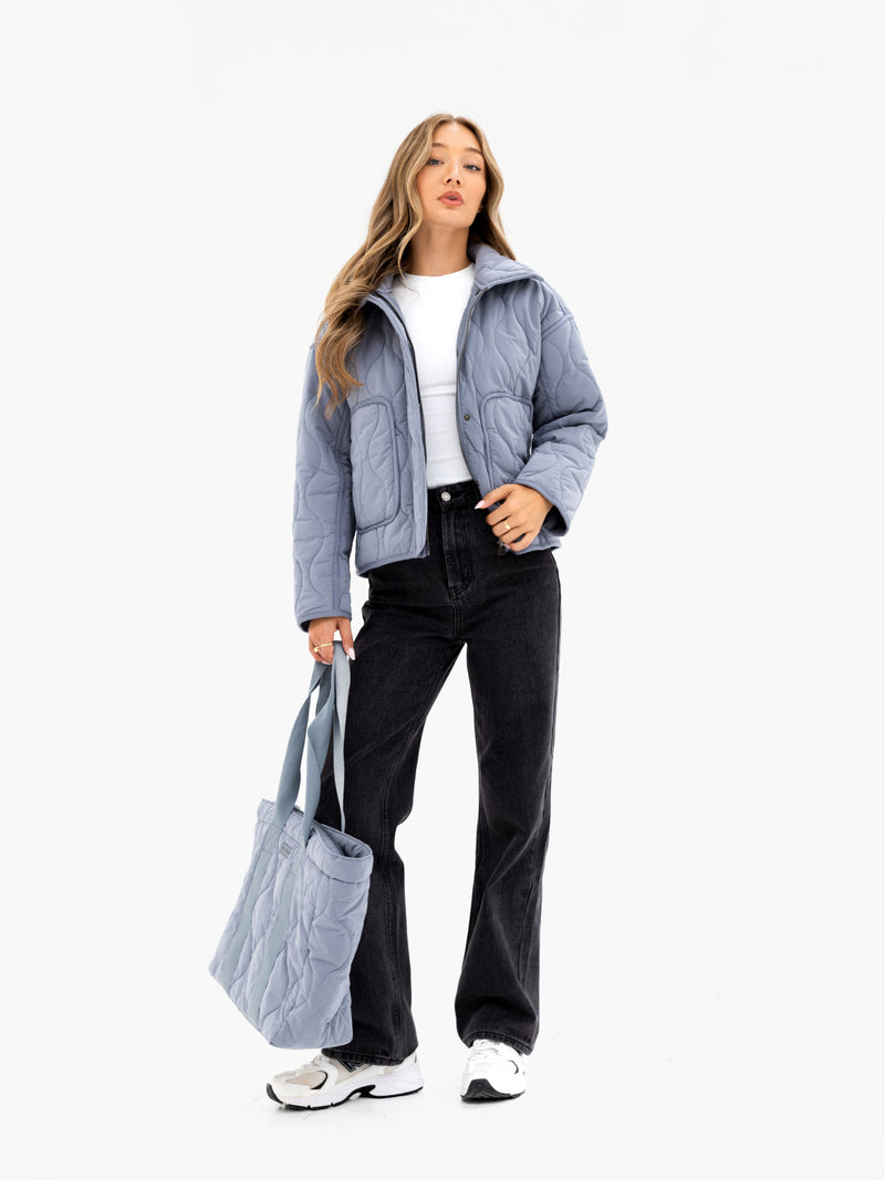 Quilted Tote Bag - Staubblau