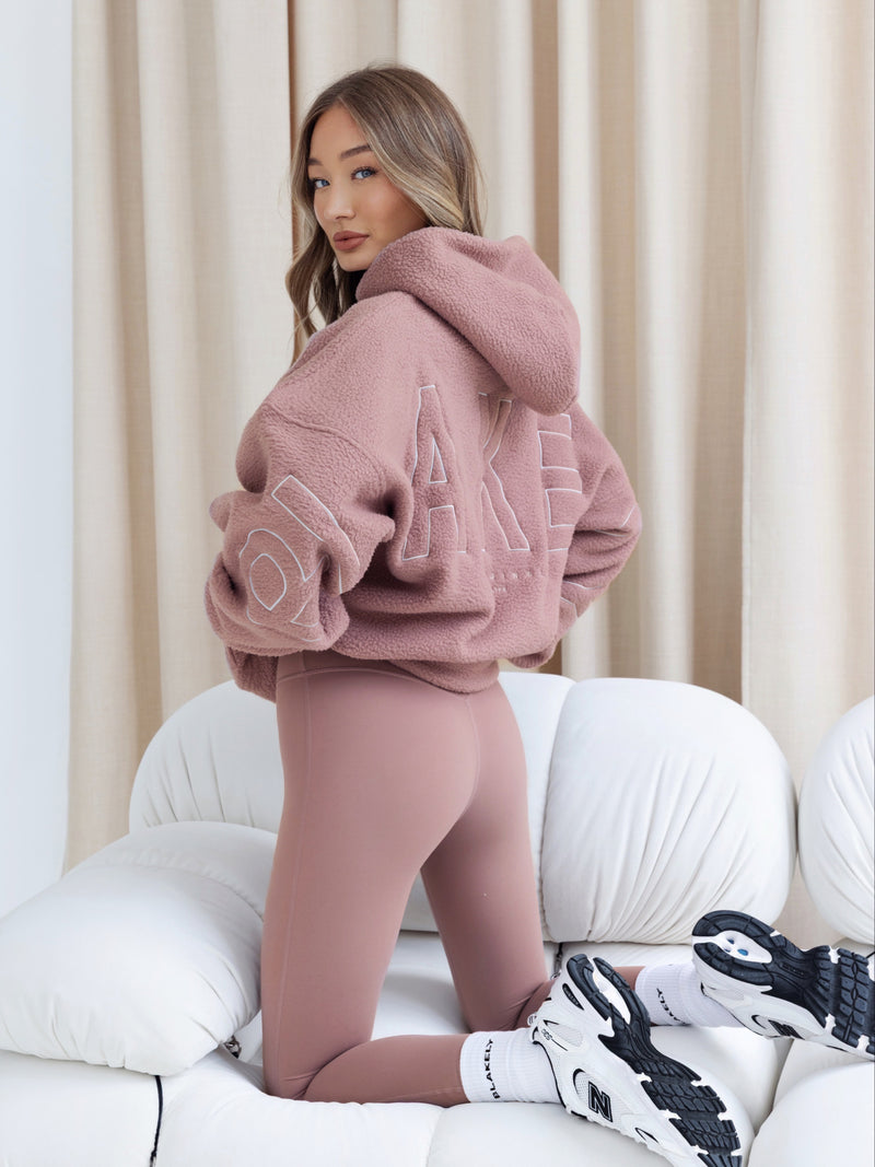 Borg Isabel Oversized Hoodie - Dusty Pink
