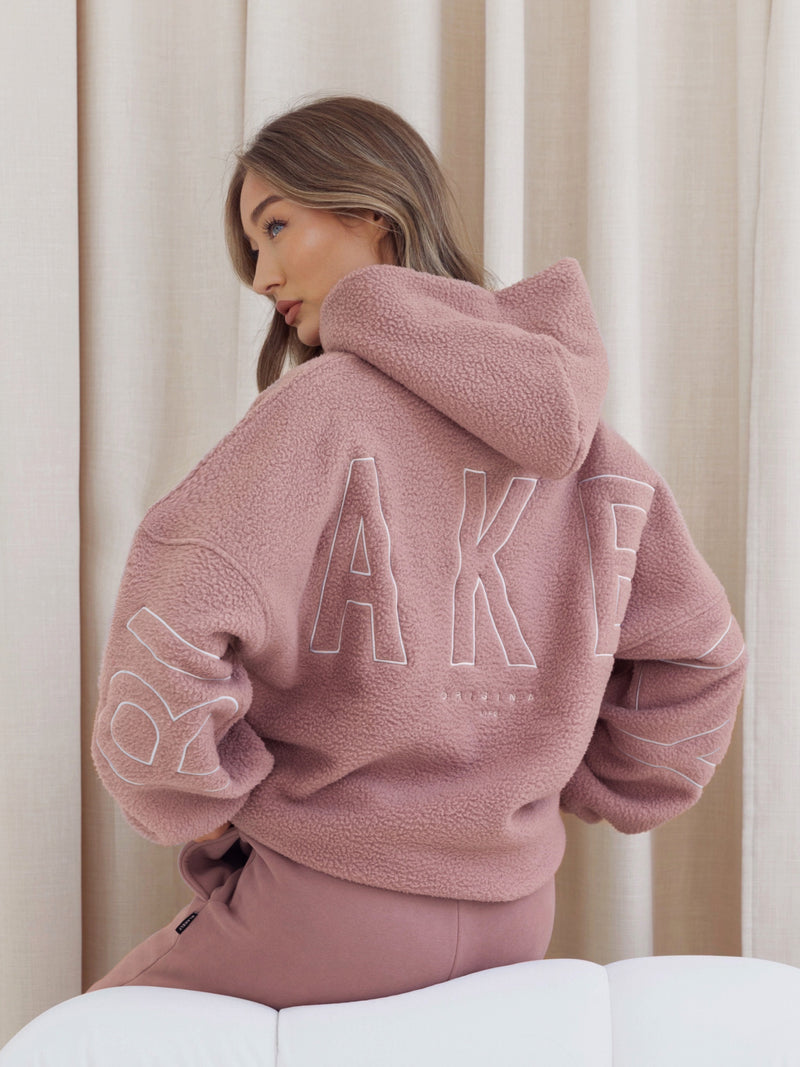 Borg Isabel Oversized Hoodie - Dusty Pink