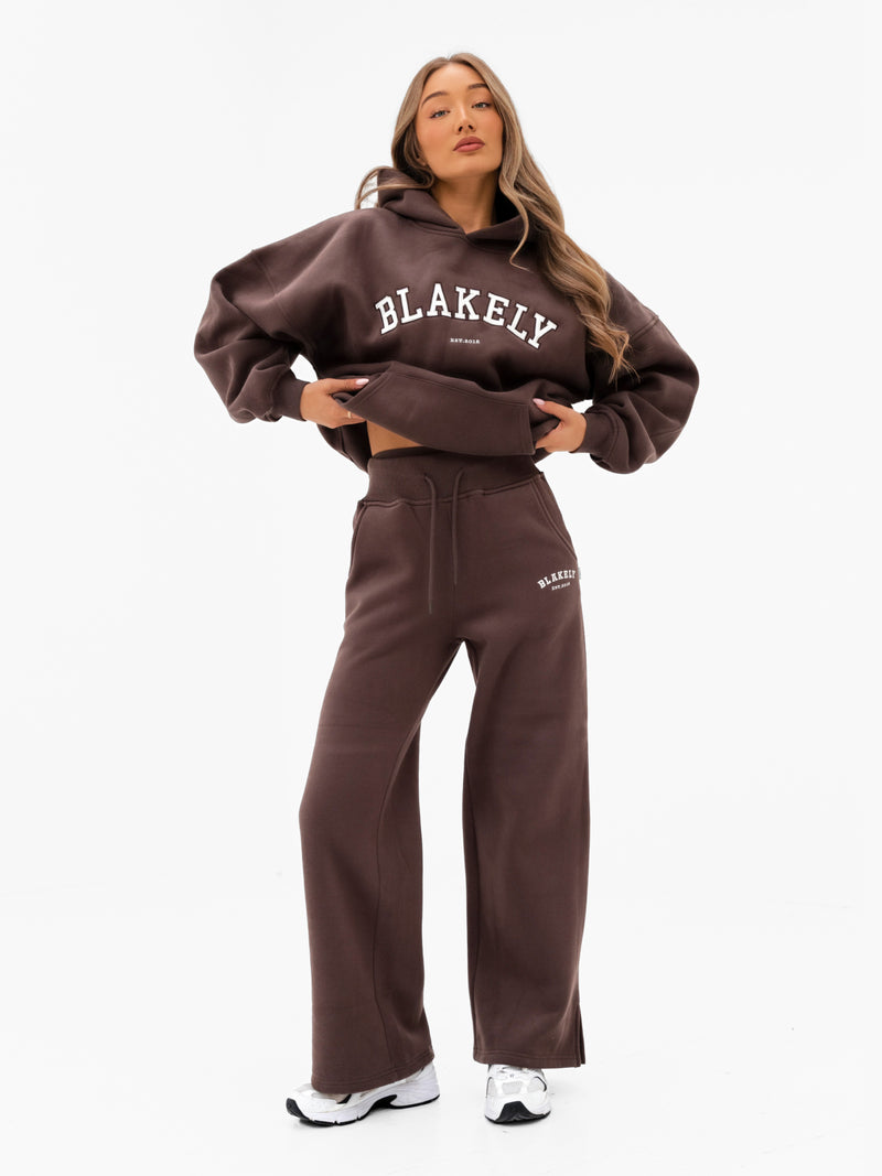 Varsity Oversized Hoodie - Dark Chocolate