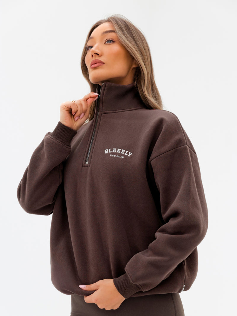 Heritage 1/4 Zip Jumper - Dark Chocolate