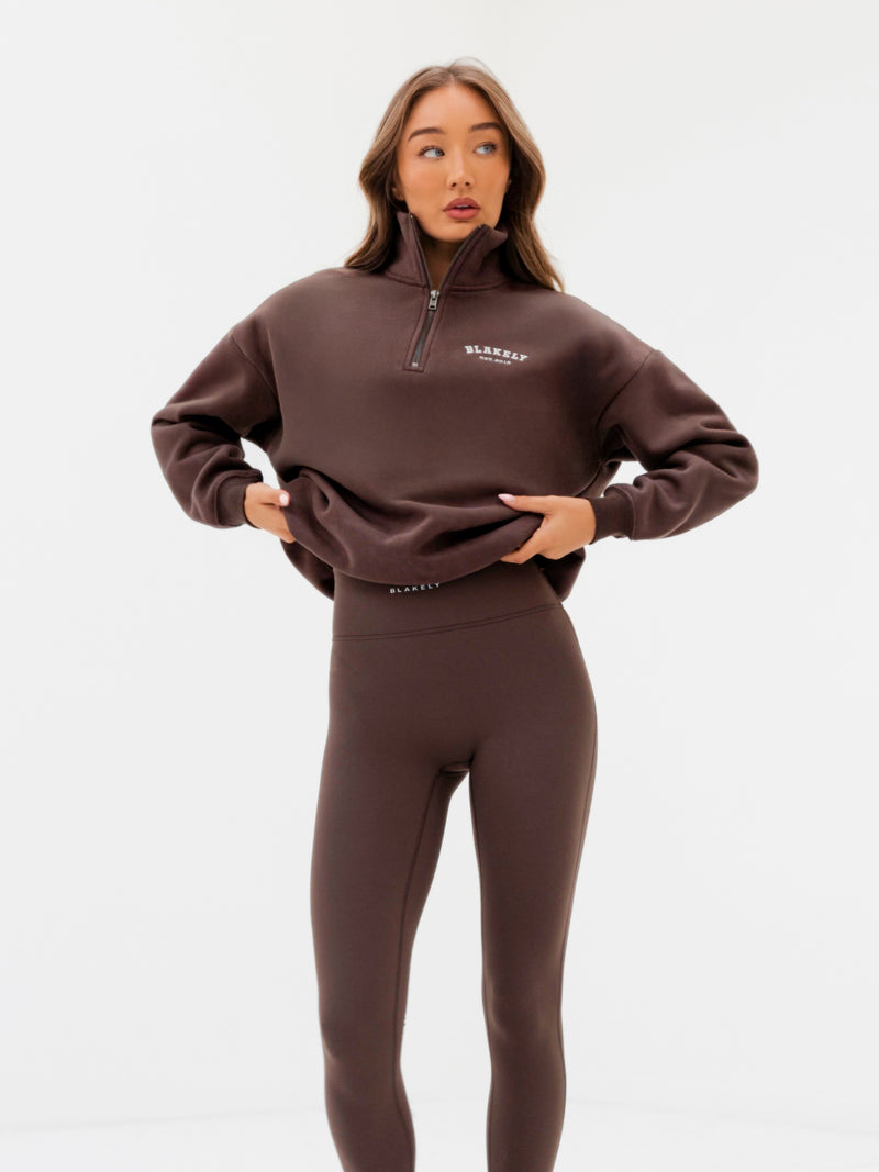 Heritage 1/4 Zip Jumper - Dark Chocolate