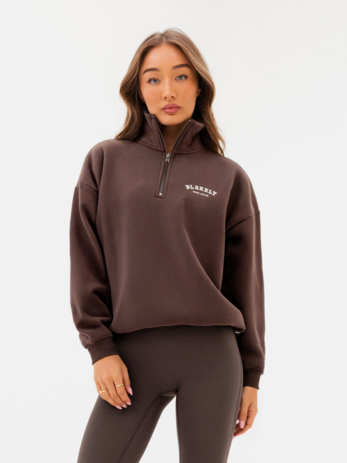 Heritage 1/4 Zip Jumper - Dark Chocolate