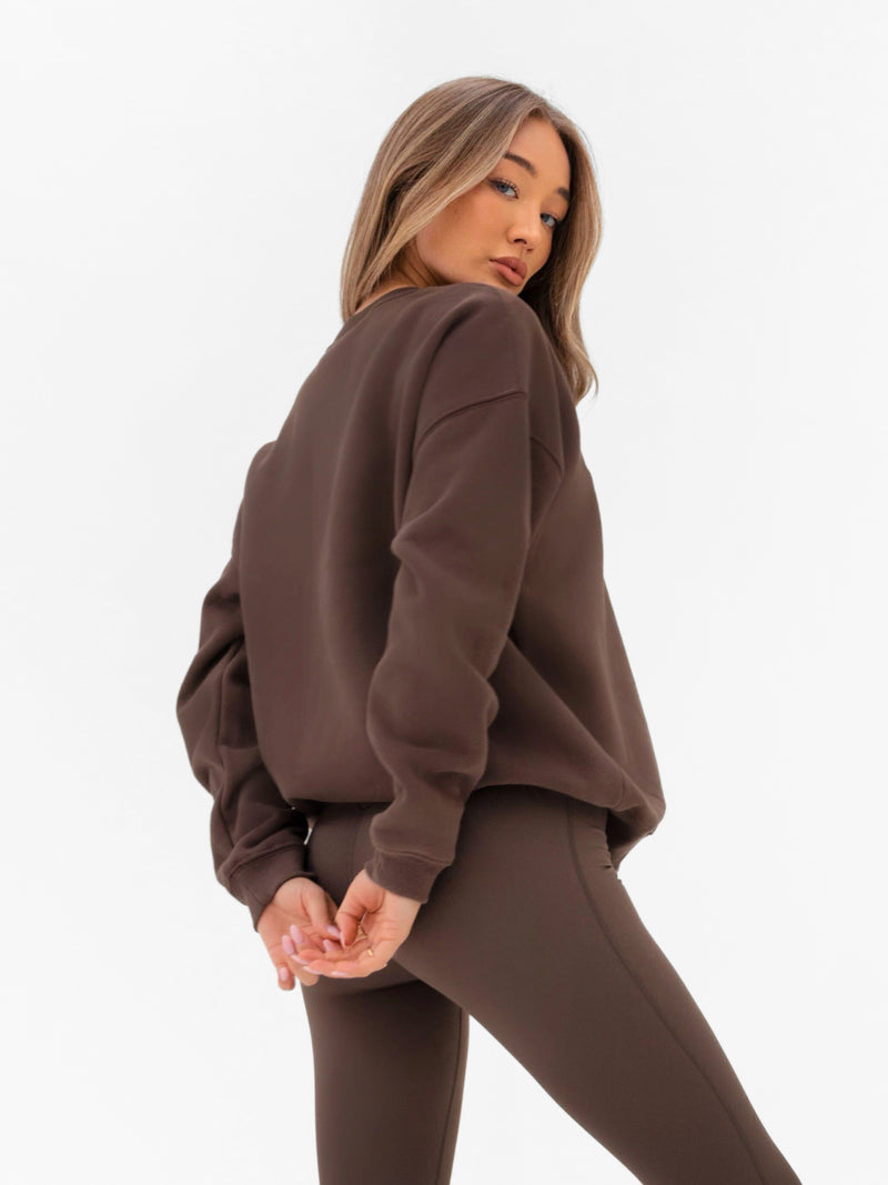 Varsity Oversized Jumper - Dark Chocolate