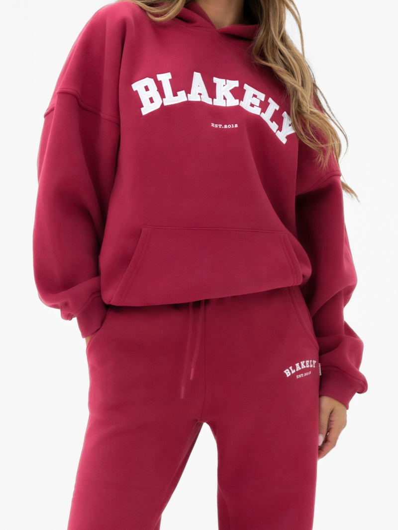 Varsity Oversized Hoodie - Deep Pink