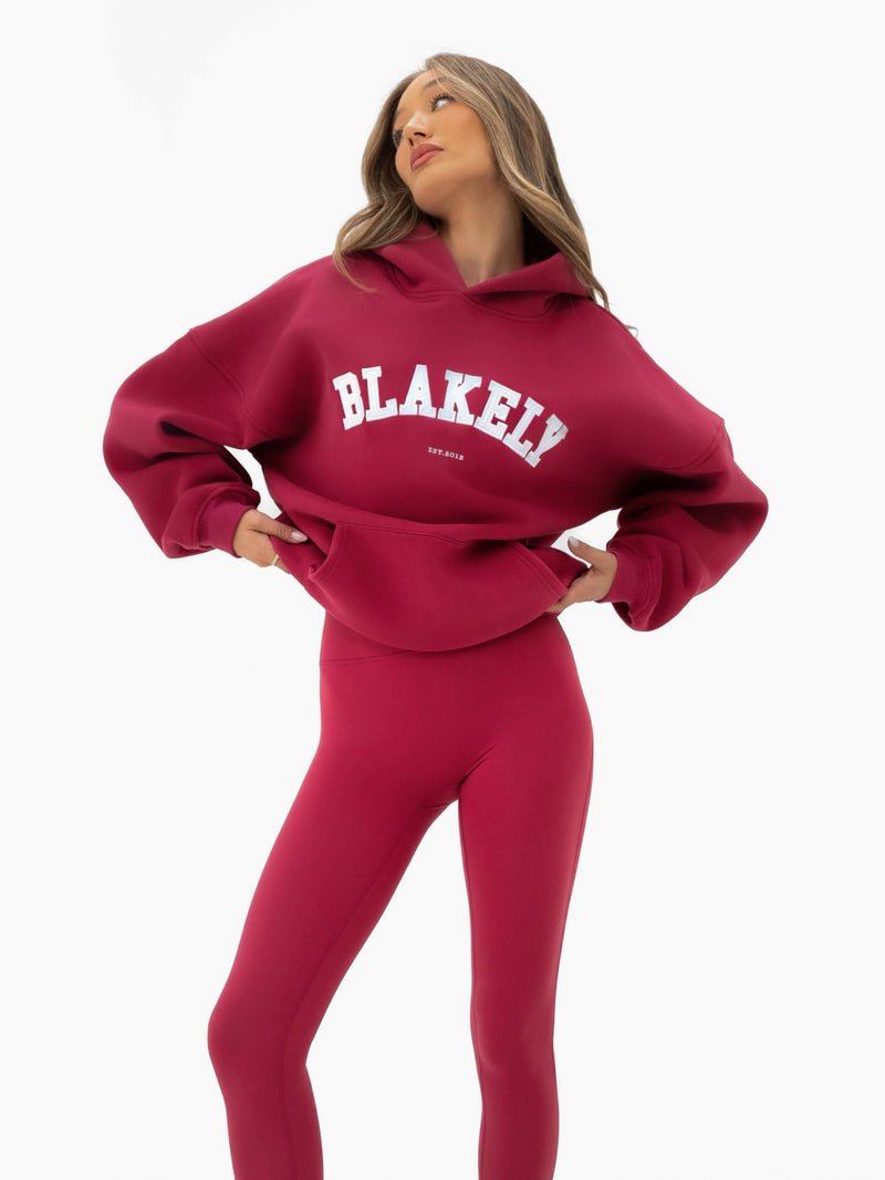 Varsity Oversized Hoodie - Deep Pink