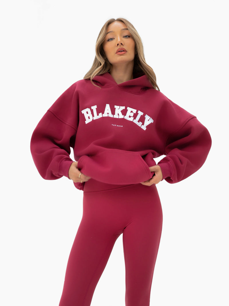 Varsity Oversized Hoodie - Deep Pink