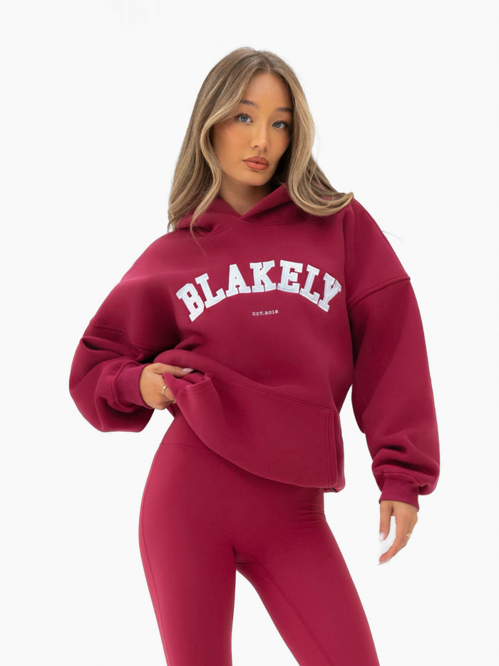 Varsity Oversized Hoodie - Deep Pink