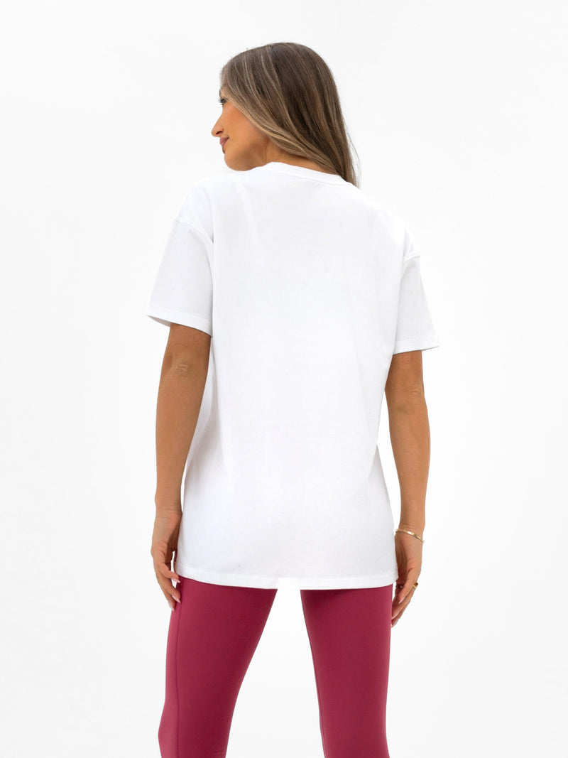 Varsity Oversized T-Shirt - White & Deep Pink
