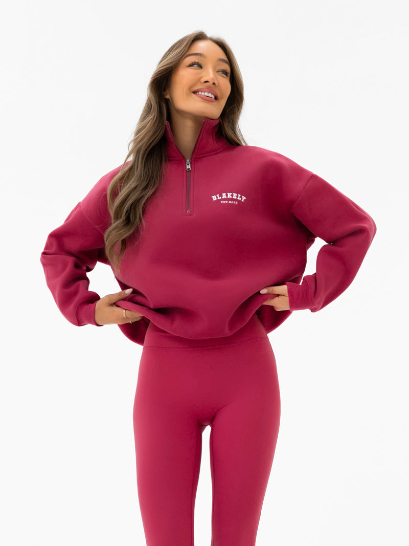 Heritage 1/4 Zip Jumper - Deep Pink