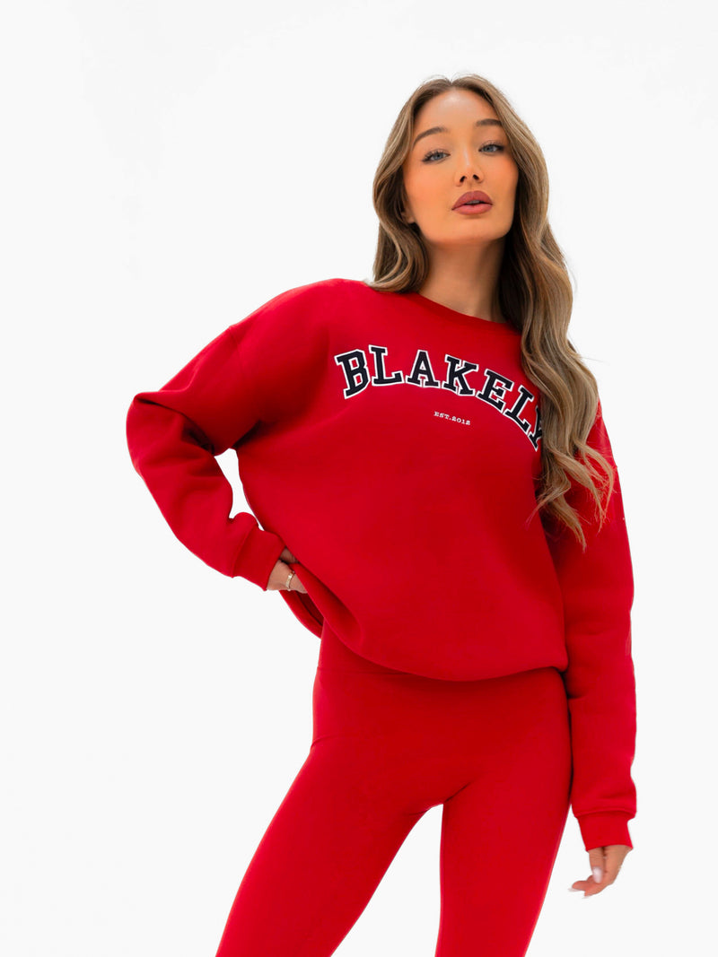 Varsity Oversized Jumper - Chilli Red