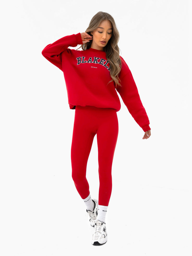 Varsity Oversized Jumper - Chilli Red