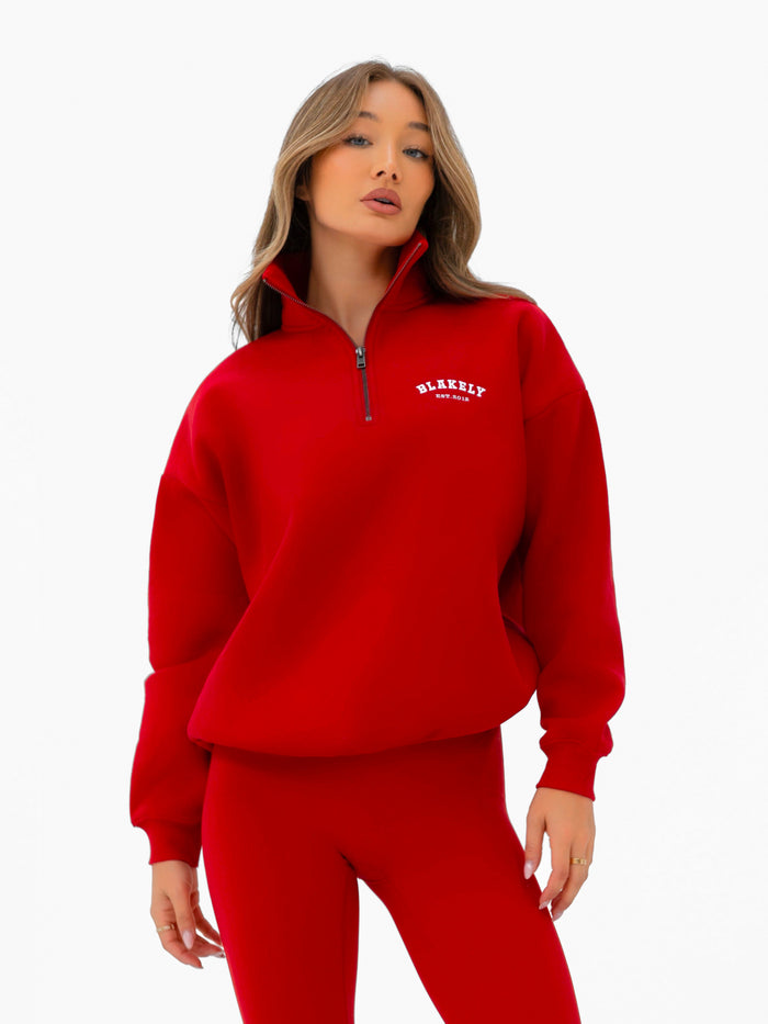 Heritage 1/4 Zip Jumper - Chilli Red
