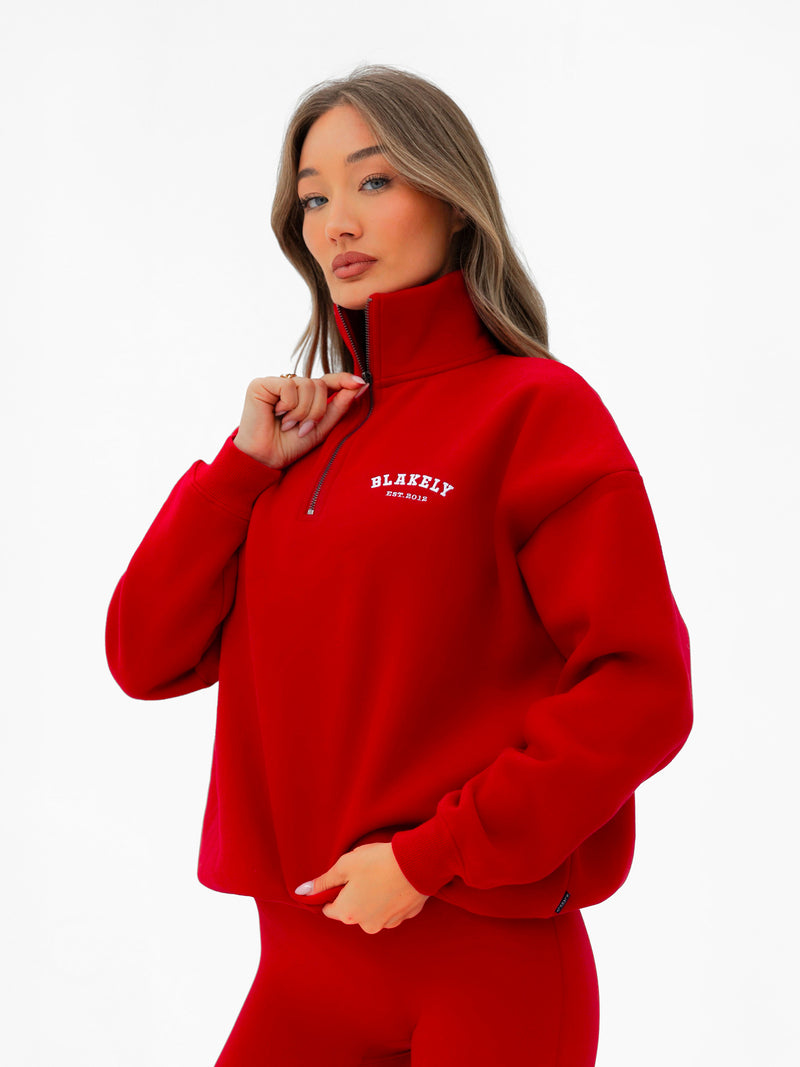Heritage 1/4 Zip Jumper - Chilli Red