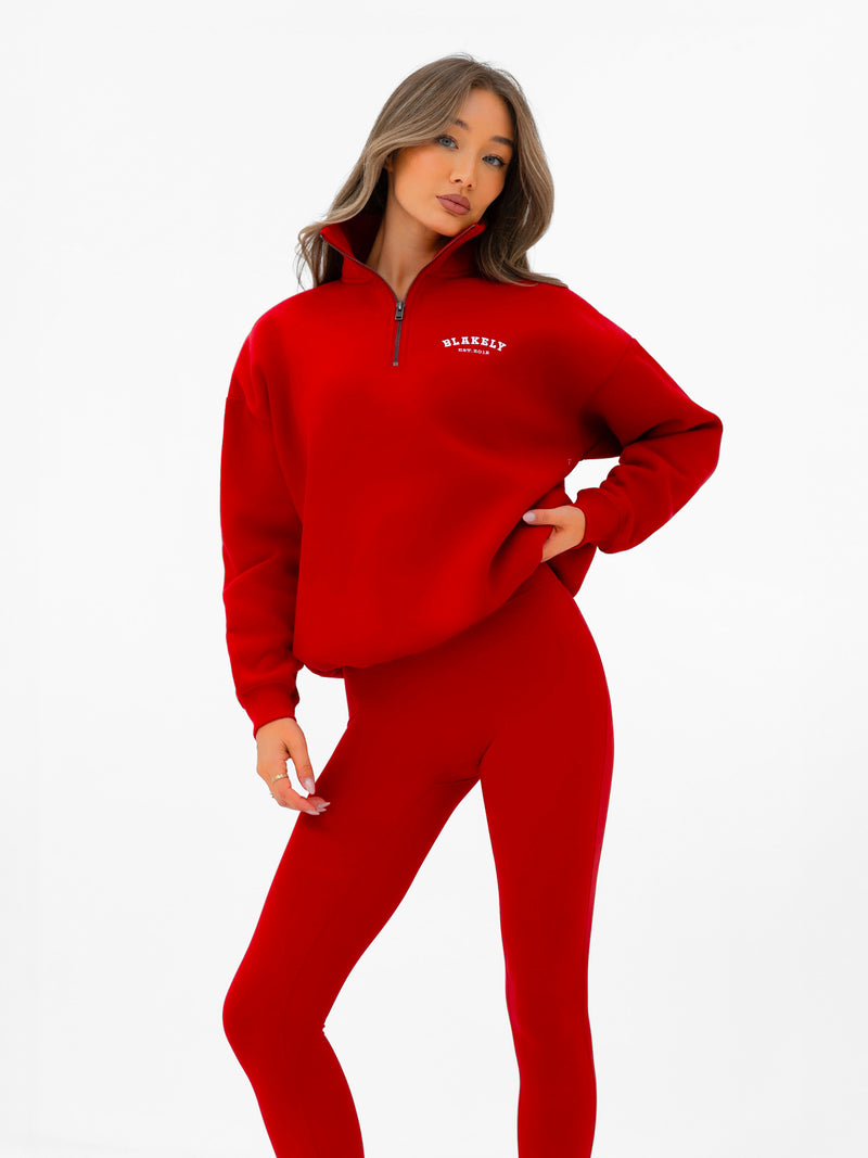 Heritage 1/4 Zip Jumper - Chilli Red