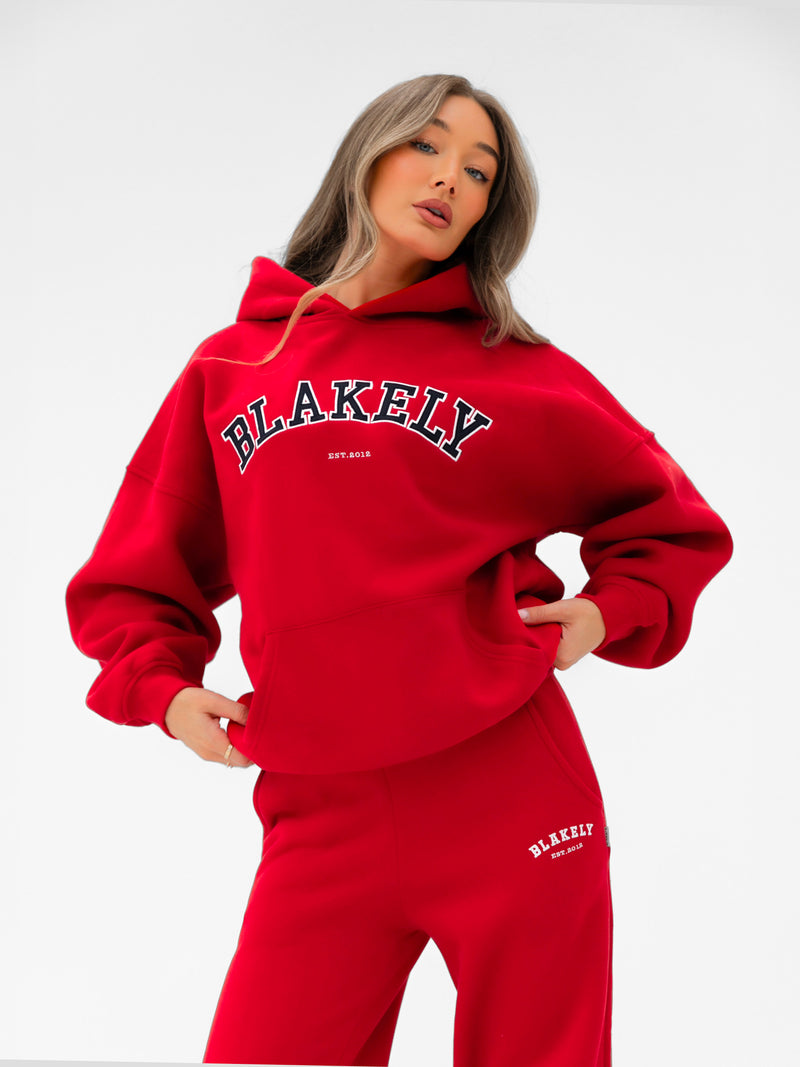 Varsity Oversized Hoodie - Chilli Red