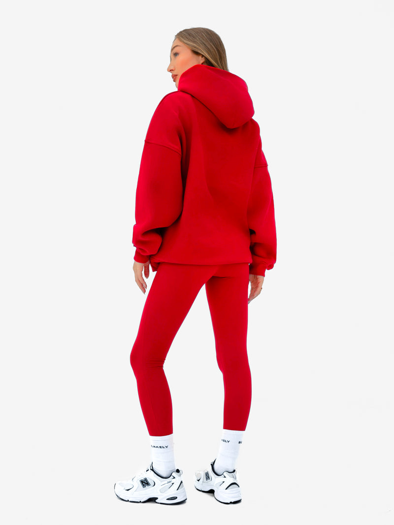 Varsity Oversized Hoodie - Chilli Red